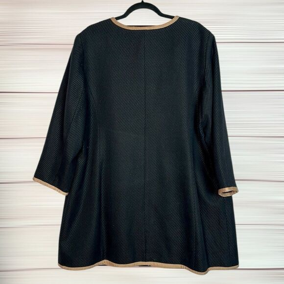Talbots Black Trench Coat Coatigan Jacket Textured Cotton Blend Lined size 18W - Picture 9 of 14